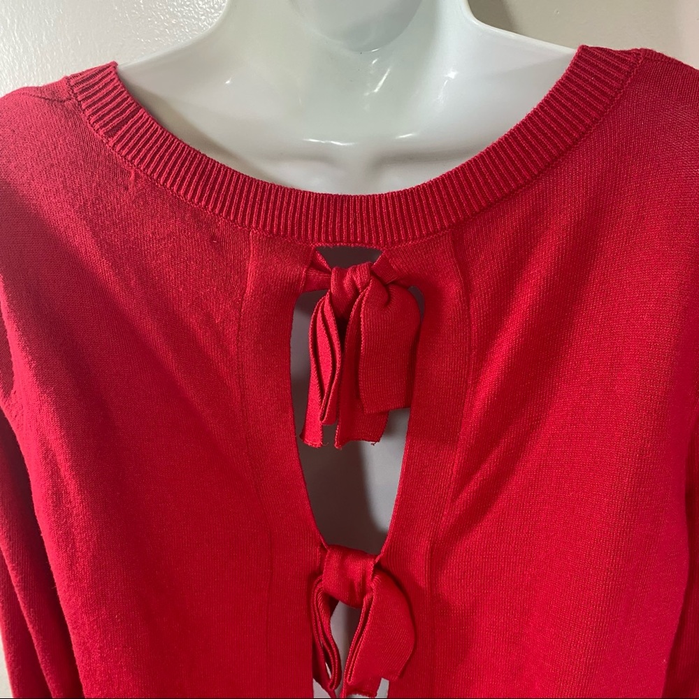 New York & Company Red Back Bow Cutout Sweater - Picture 4 of 9